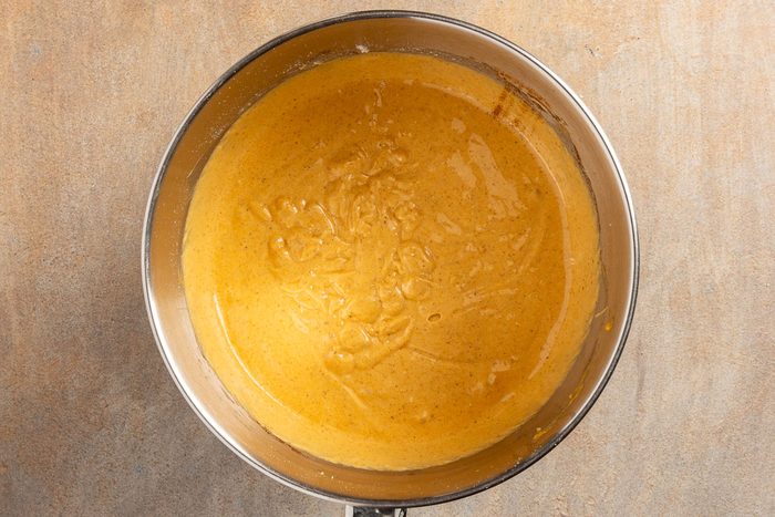 Taste of Home Pumpkin Pie Cake recipe photo of the mixed batter.