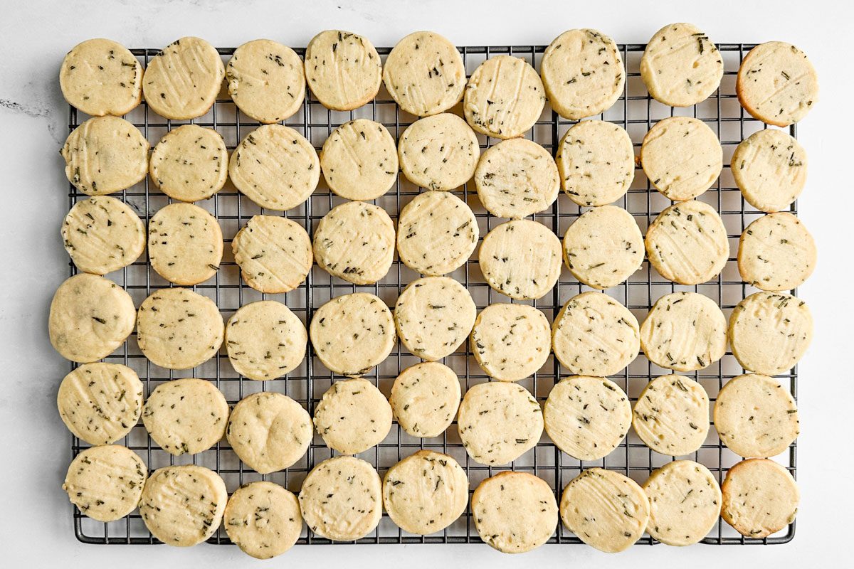 Taste of Home Rosemary Shortbread Cookies on a wire rack