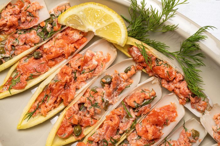 Smoked Salmon Mousse tray close up