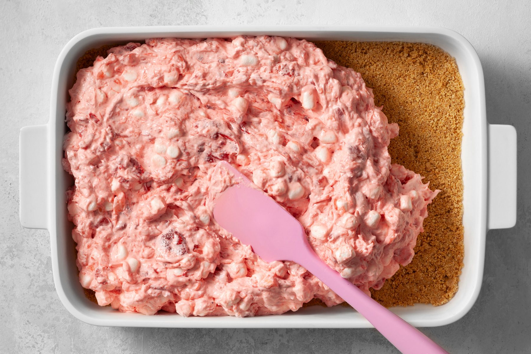 spread filling over crust