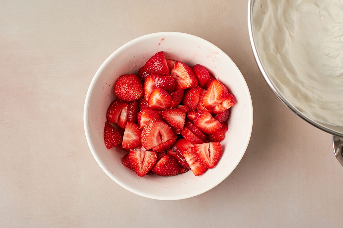 Prepare strawberries and whipped cream