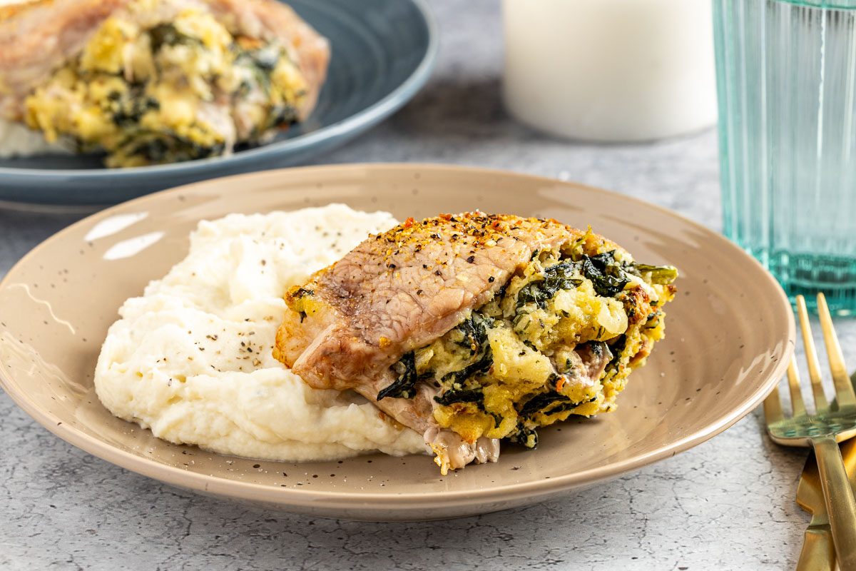 Taste of Home Stuffed Pork Chops photo of the finished recipe. 