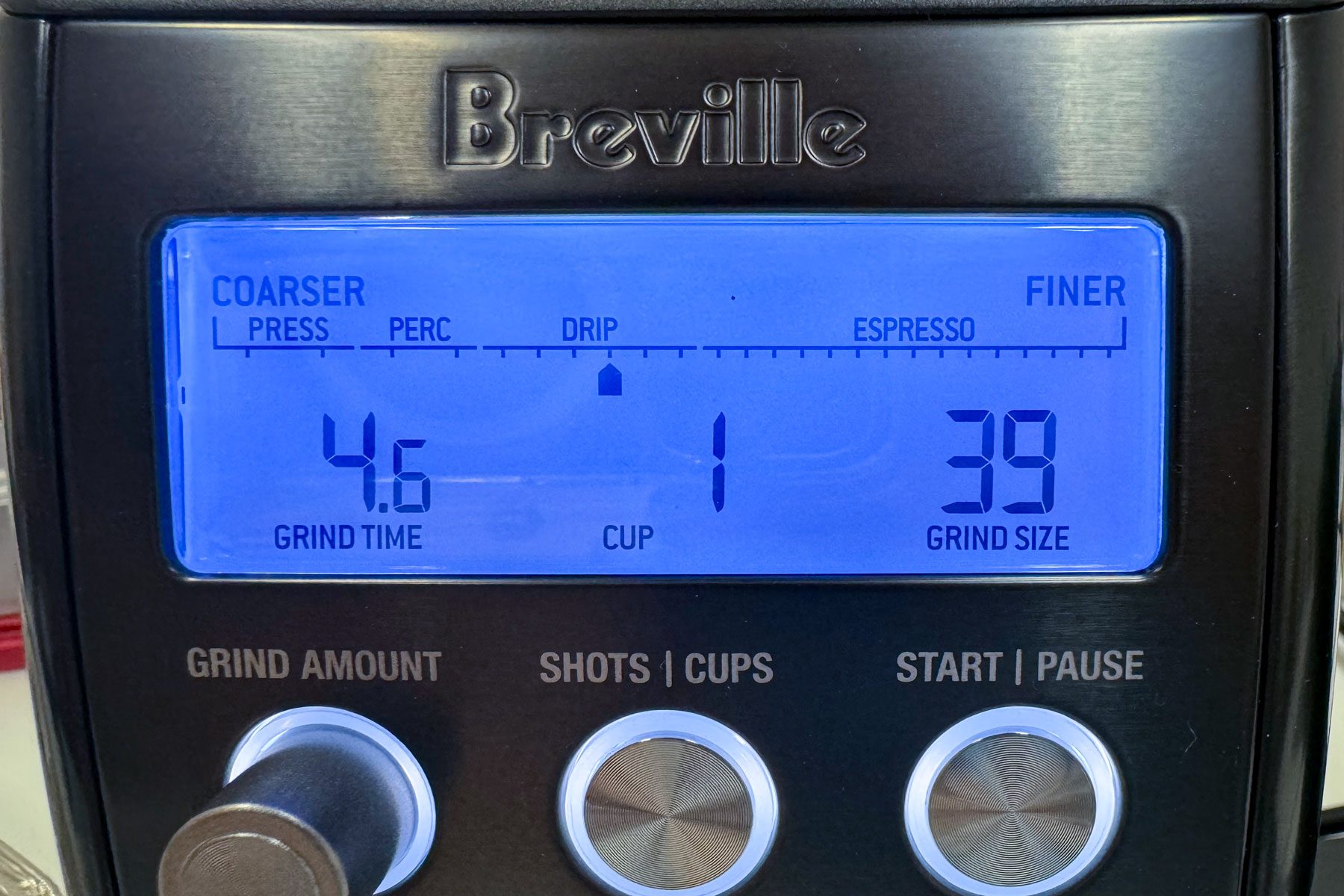 Breville Smart Grinder LED screen