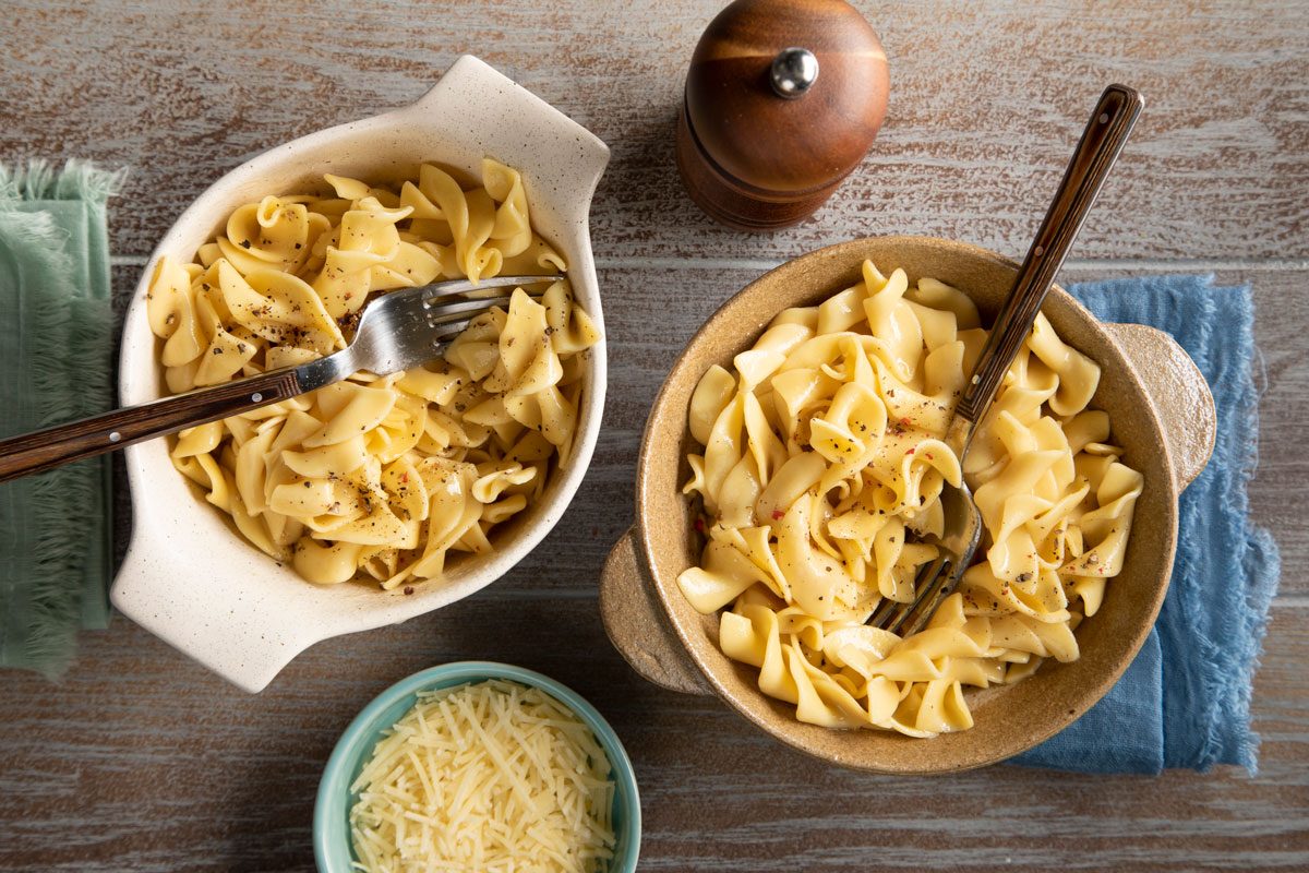 Amish Noodles served into two bowls