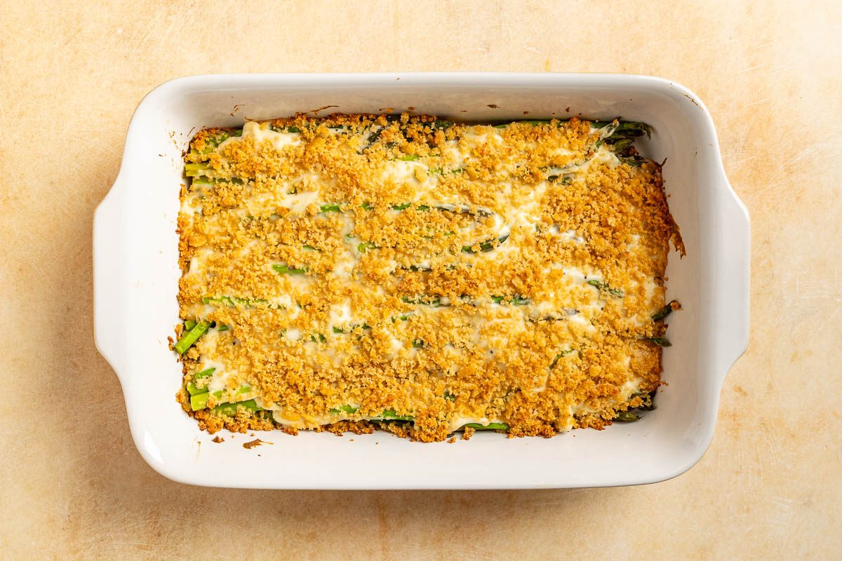 Taste of Home Asapargus Casserole photo of the baked casserole.