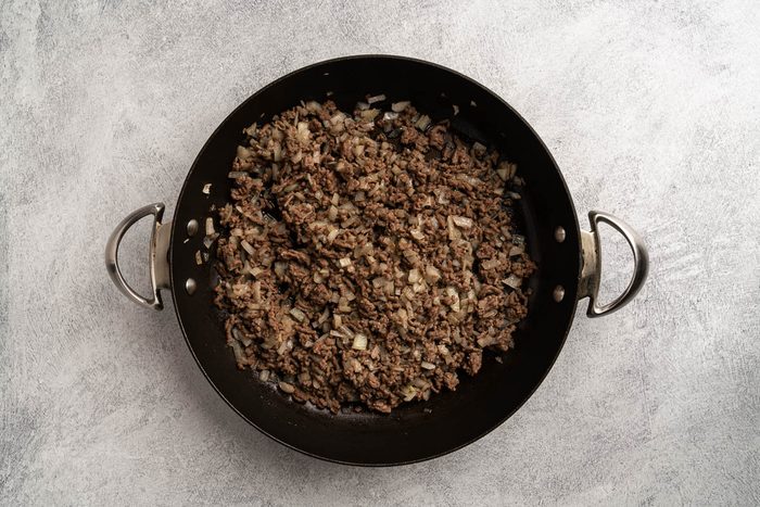 cooked beef and onion.