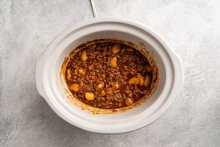 Baked Beans with Ground Beef in slow cooker