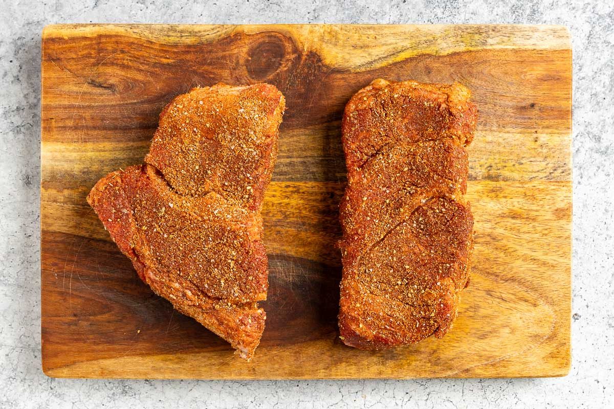 Taste of Home Beef Carnitas photo of the seasoned chuck roast.