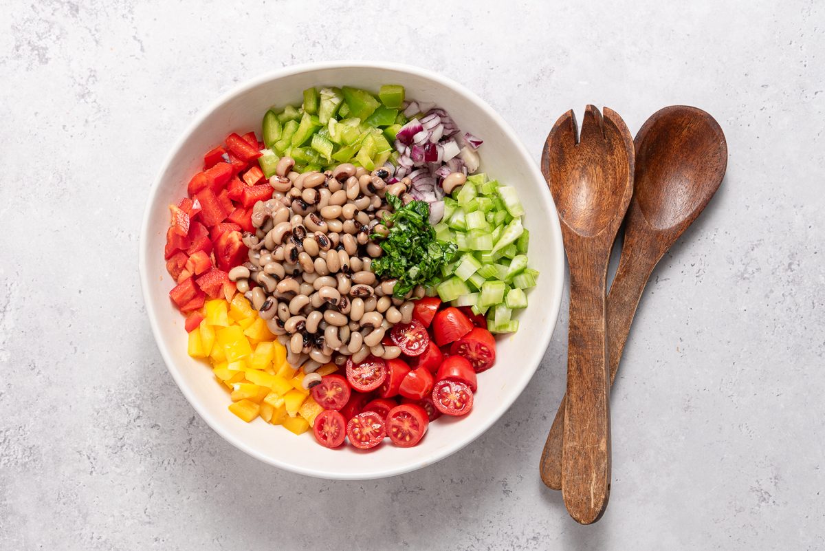 Bowl With Black Eye Pea Salad Ingredients