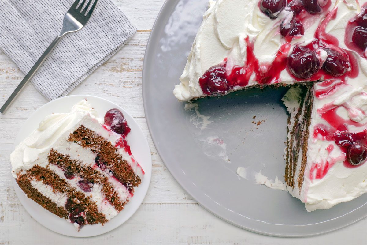 Overhead Shot Of German Black Forest Cake