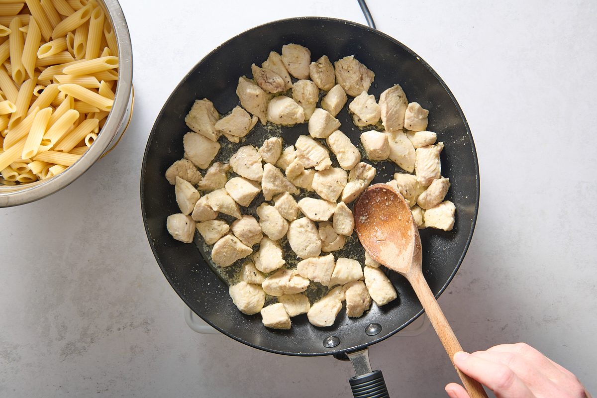 Cooking the chicken in a large skillet