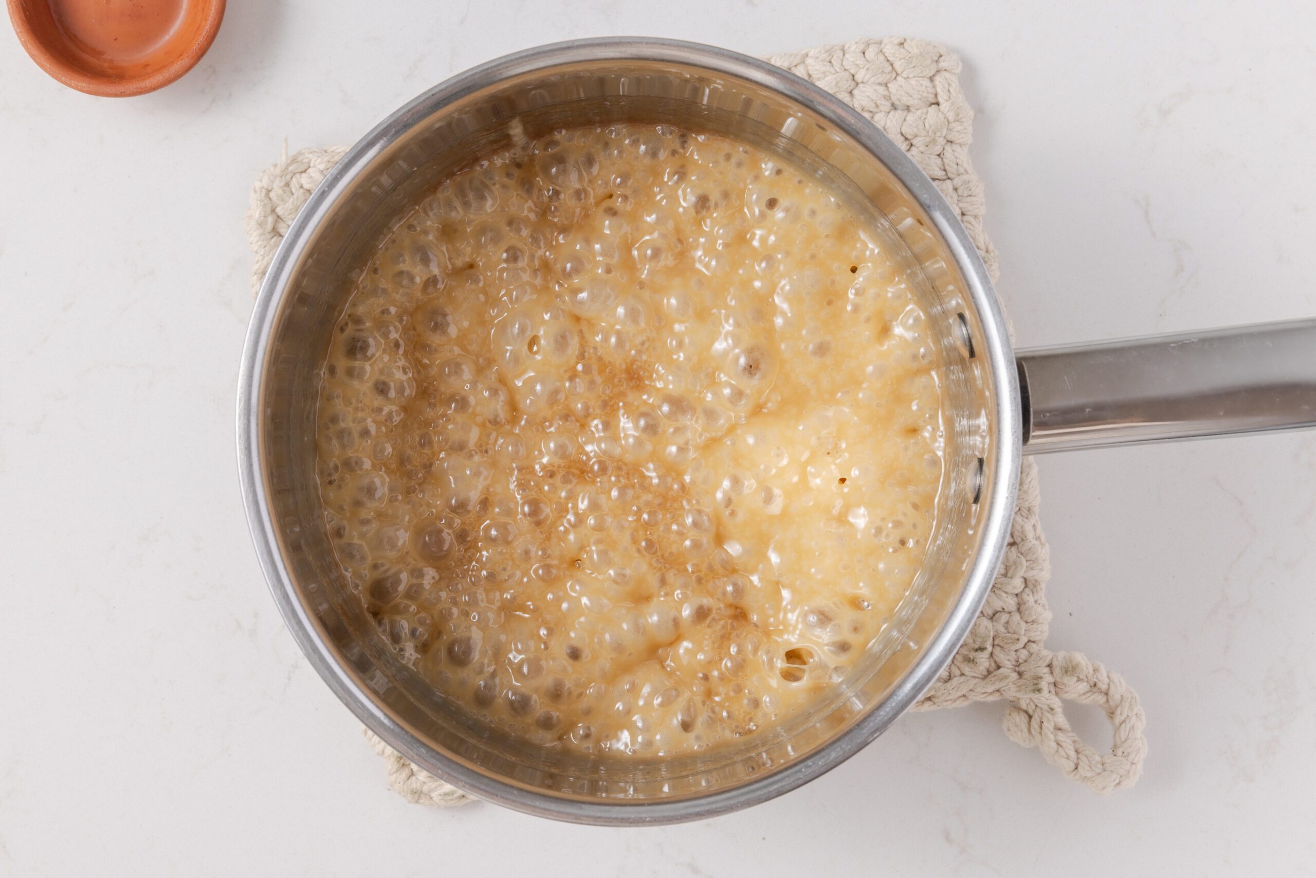 Fudge base ready and with vanilla extract added to it.