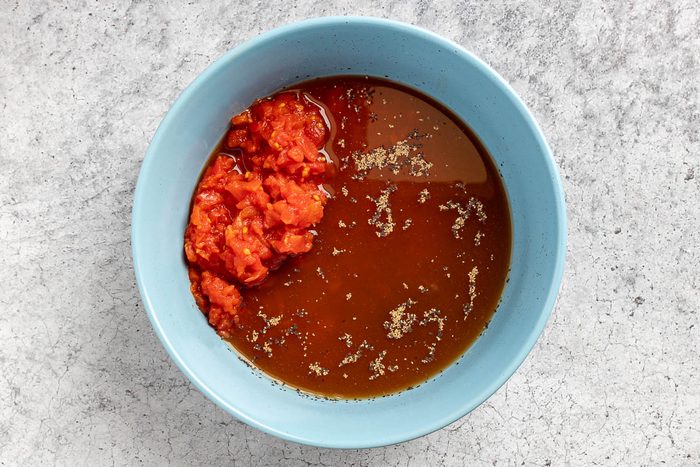 combining the liquids and seasonings.