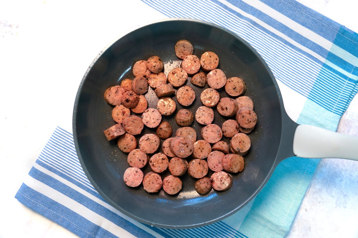 Cabbage And Sausage prep