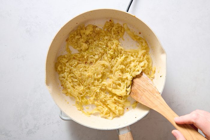 Caramelizing the onions in a skillet