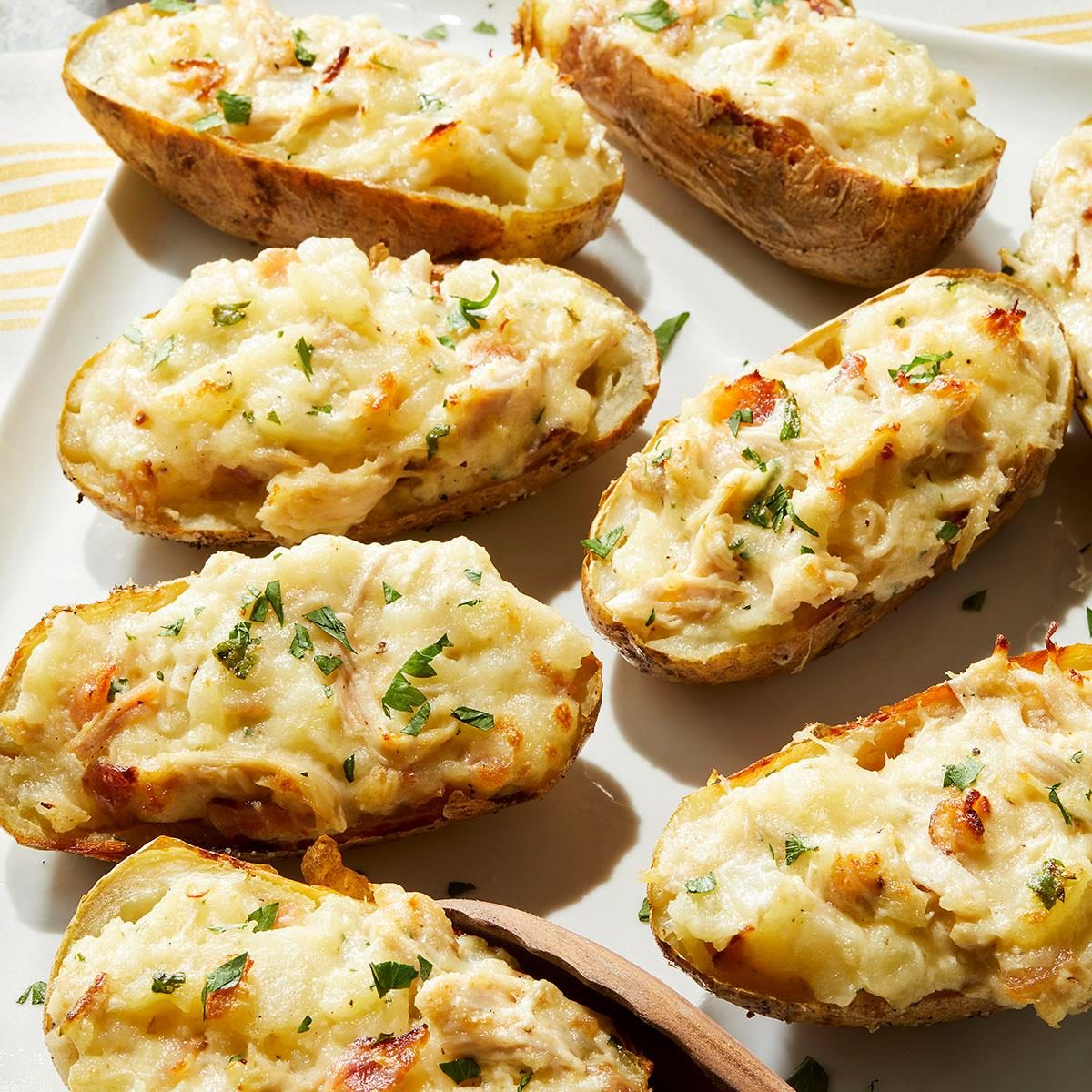 Chicken Alfredo Twice Baked Potatoes