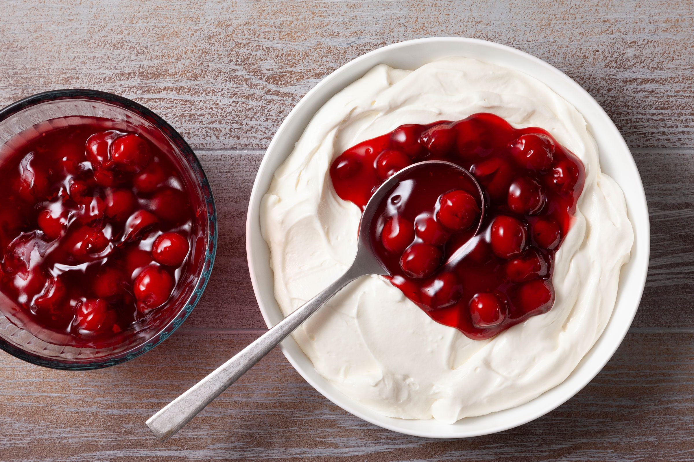 Cherry pie filling spread evenly on top of cream cheese mixture