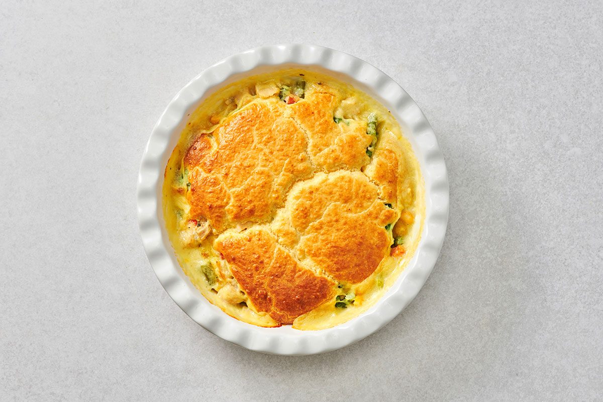 aked Biscuit Chicken Potpie with a golden brown top.