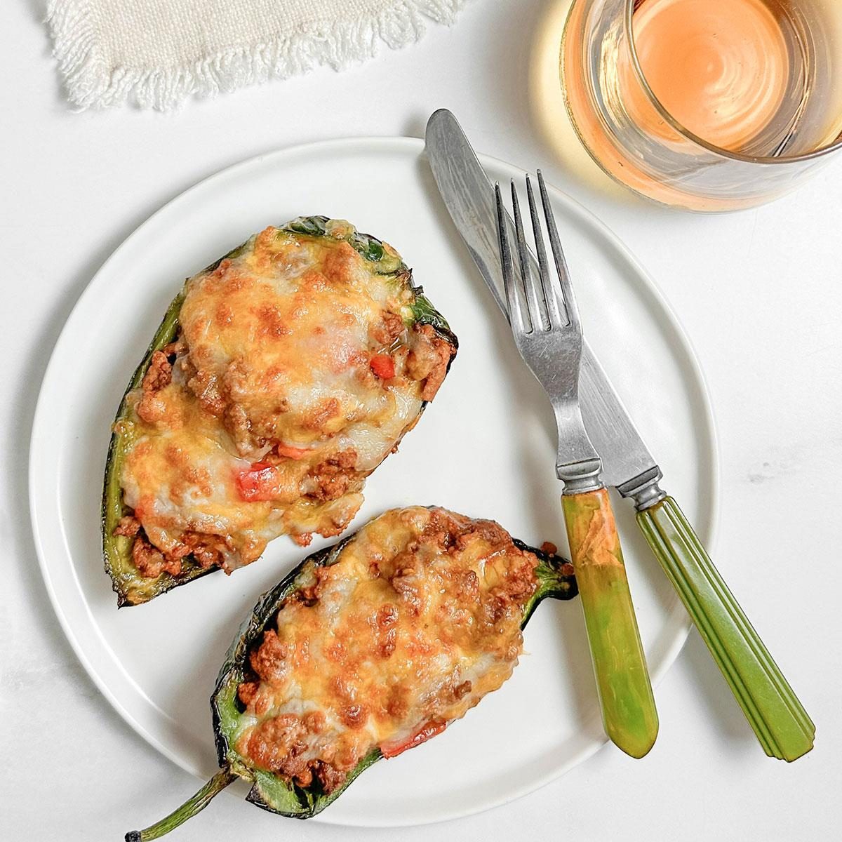 Chili-Stuffed Poblano Peppers