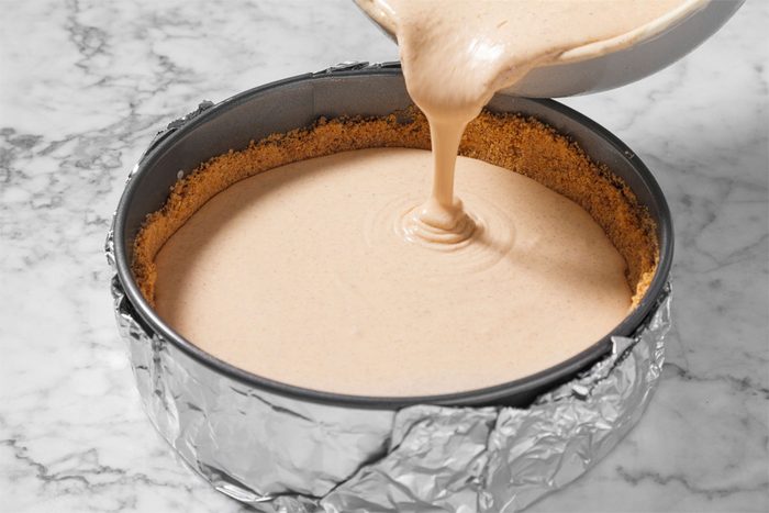 Pour Filling Onto Cooled Graham Cracker Crust.
