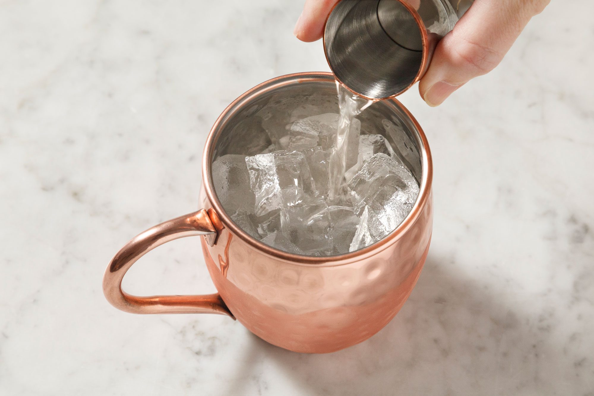 Pour vodka over ice.