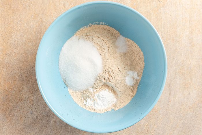 dry ingredients in a mixing bowl.
