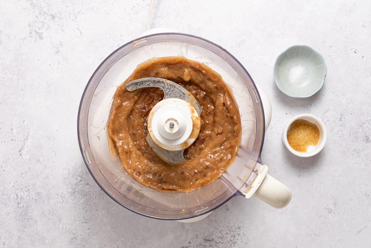 Blended Dates Inside Food Processor