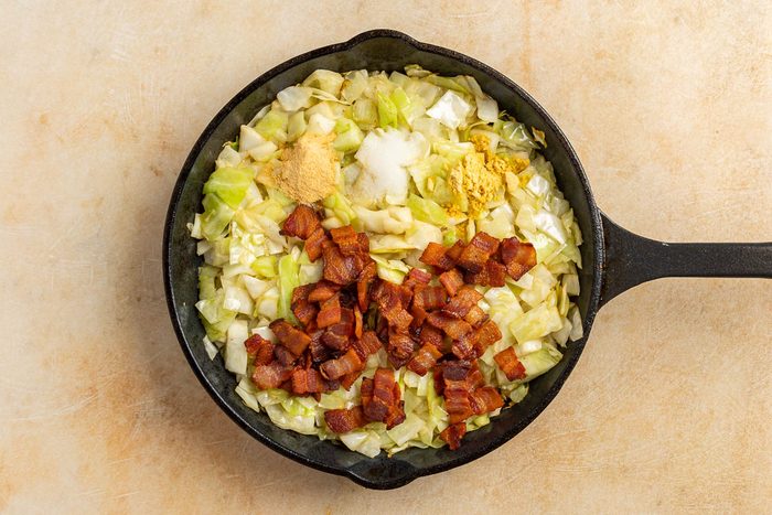 fried cabbage with the rest of the ingredients.
