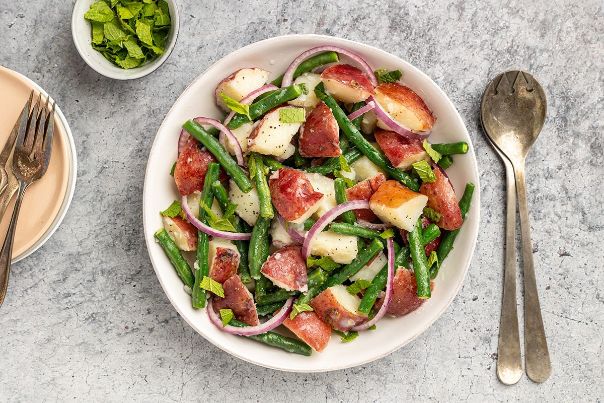 assembled salad in a serving dish.