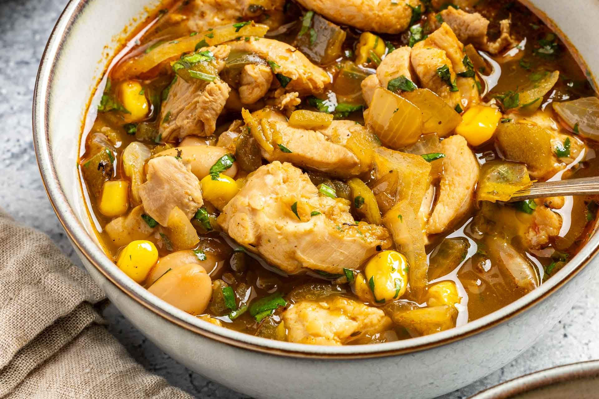 Taste of Home Green Chili Chicken Soup photo of the finished recipe served into bowls.
