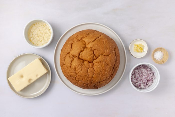 Ingredients for hawaiian cheese bread on kitchen counter.