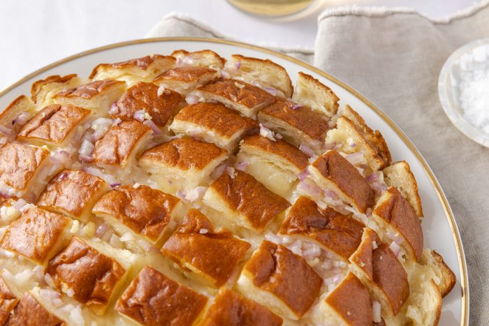 Detail of hawaiian cheese bread inside.