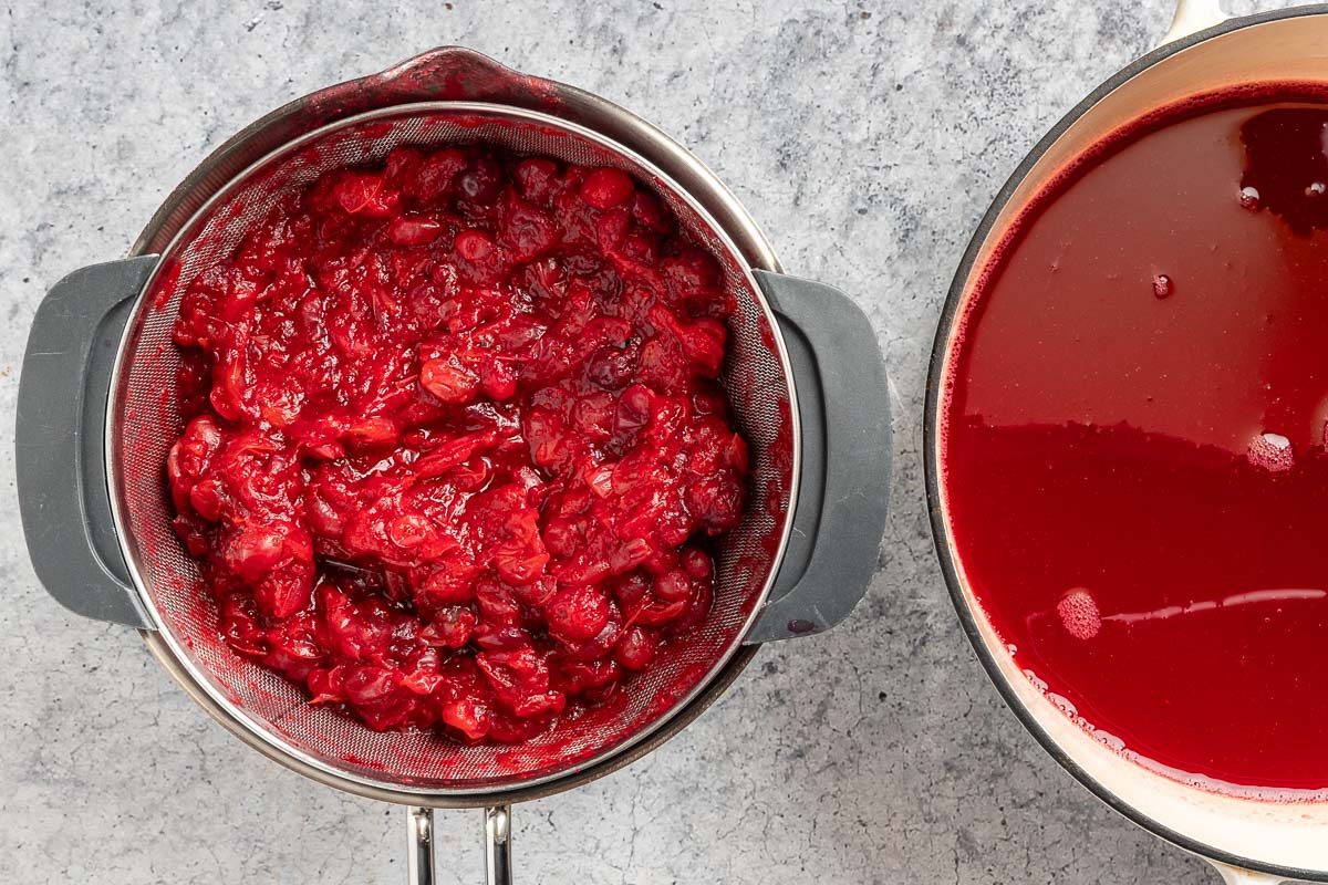 straining the juice.