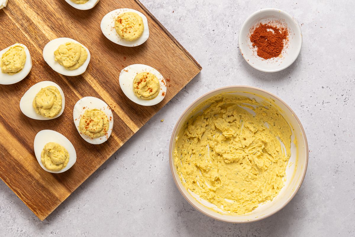 Boiled Egg Whites Filled With Horseradish Filling