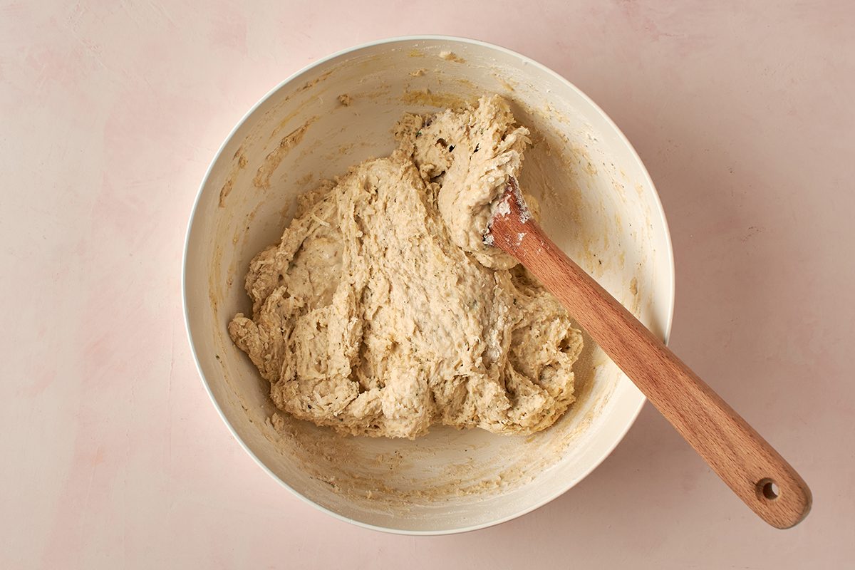 Mix wet with dry ingredients