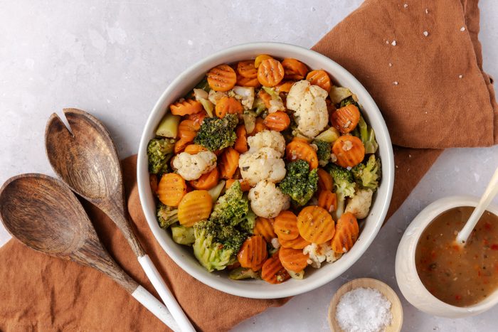 Italian vegetables ready and served in ceramic bowl.