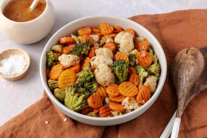 Italian vegetables ready and served in ceramic bowl.