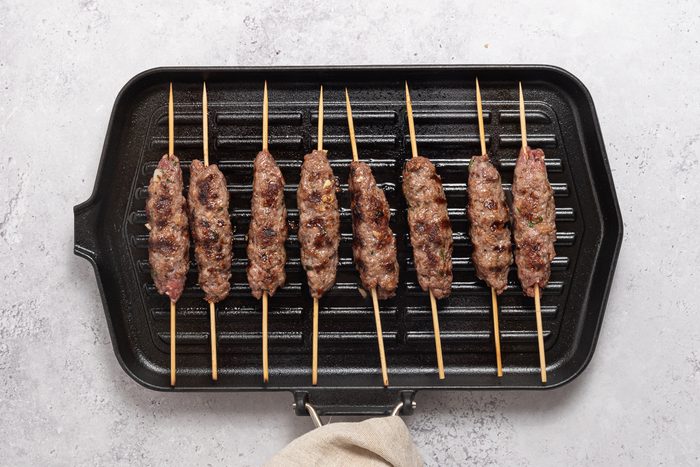 Cooked Kofta Kebabs On Grill Pan
