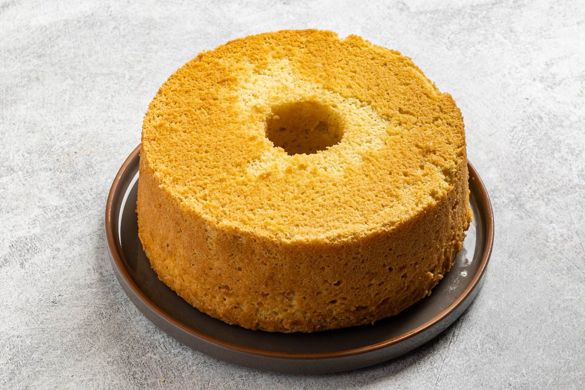 Lemon Chiffon Cake baked but before frosting