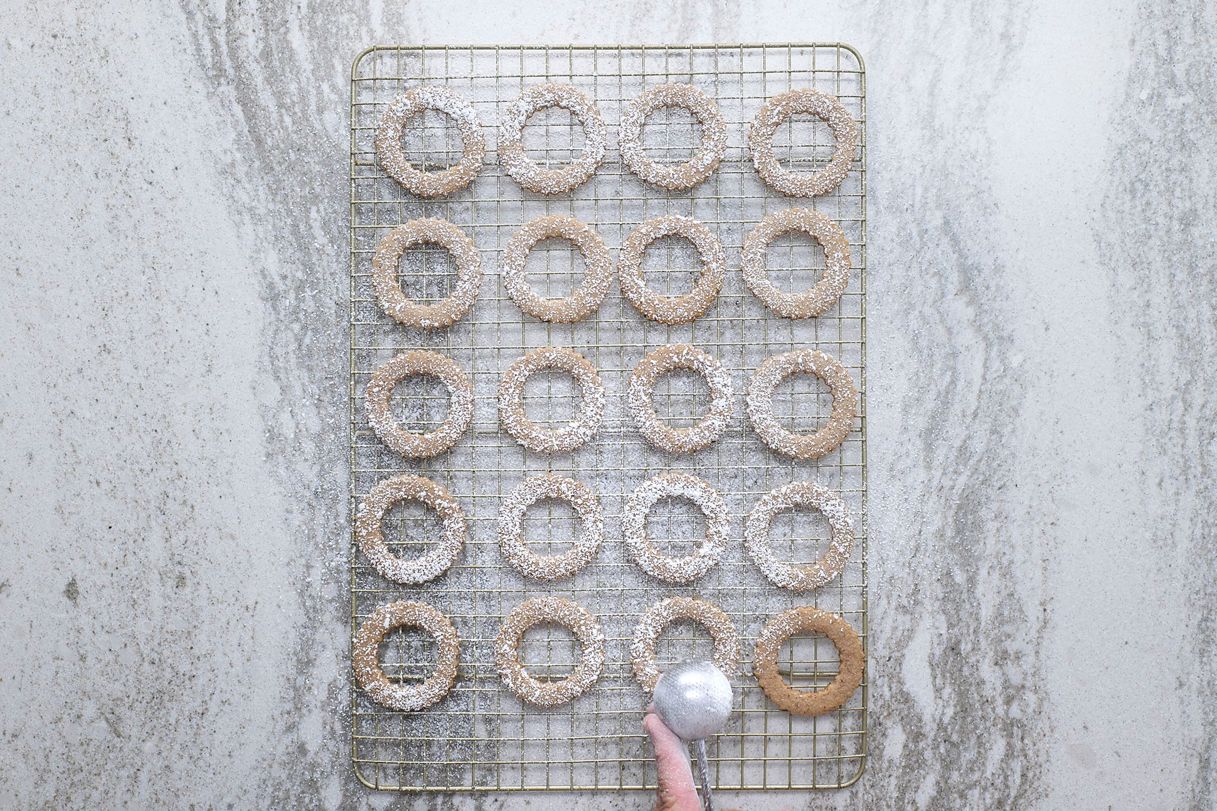 Cookies spread on wire racks