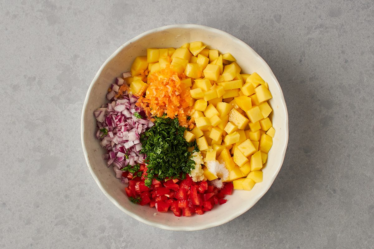 Mix salsa ingredients together