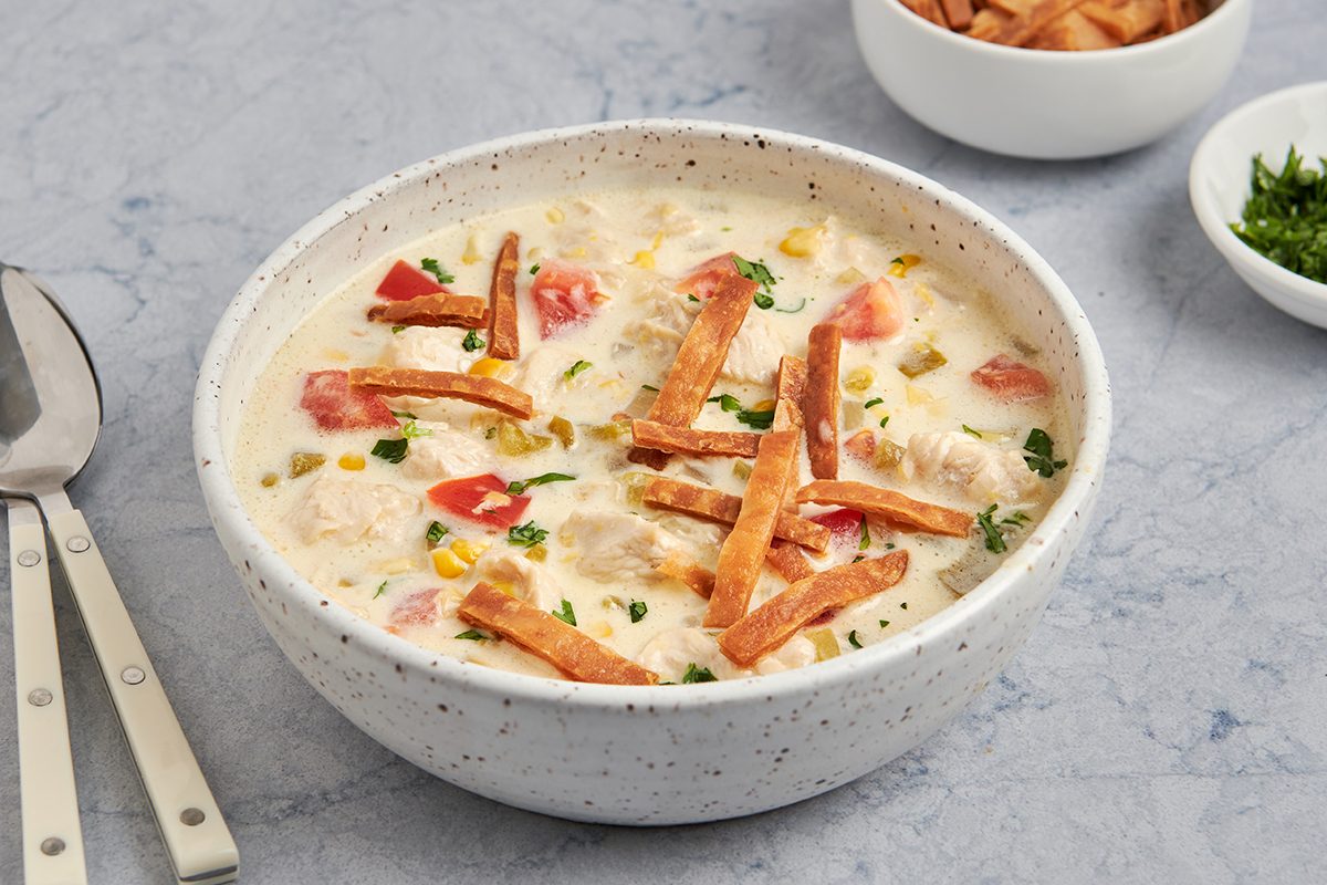 Creamy, savory, cheesy and bold, Mexican corn chowder by Taste of Home.