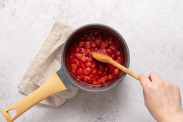 Cooked Strawberries Inside Sausepan