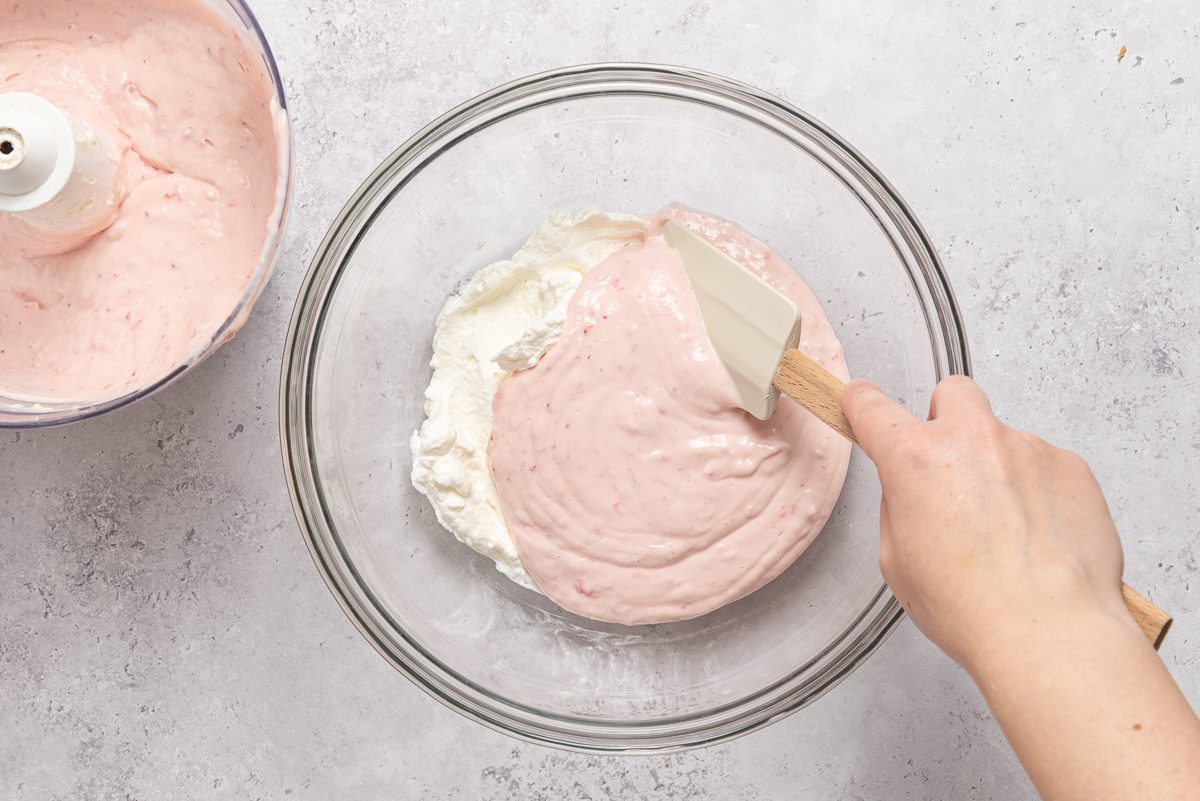 Whipped Cream Mixed With Strawberry Filling