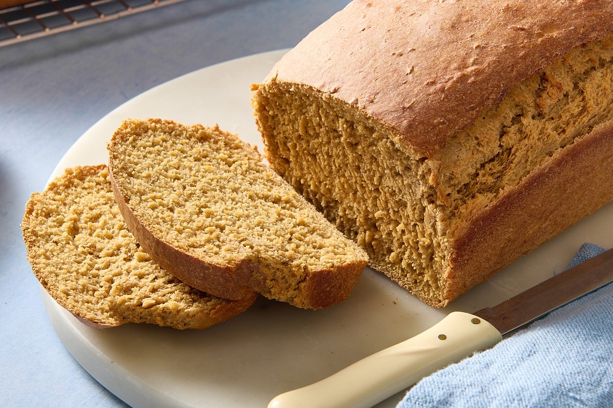 Closeup shot of a sliced loaf of oatmeal bread