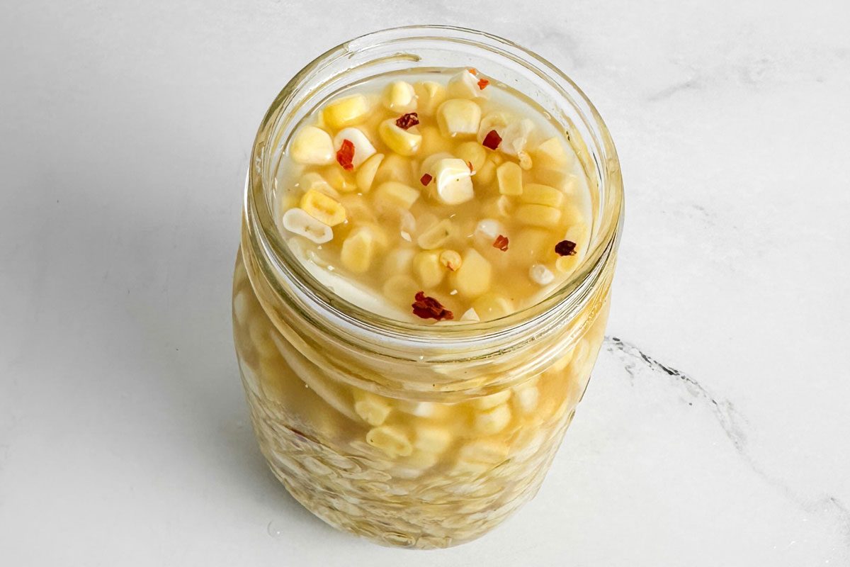 Taste Of Home Pickled Corn In A Mason Jar