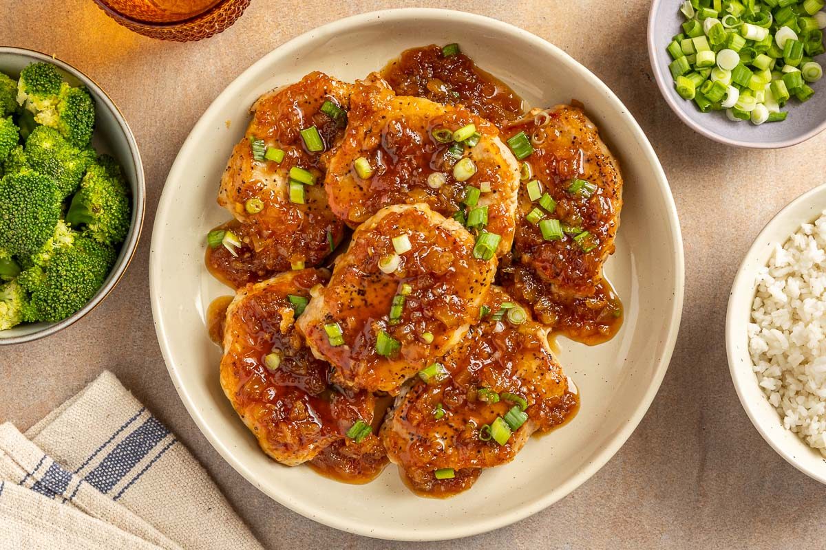 Pineapple Pork Chops on a plate