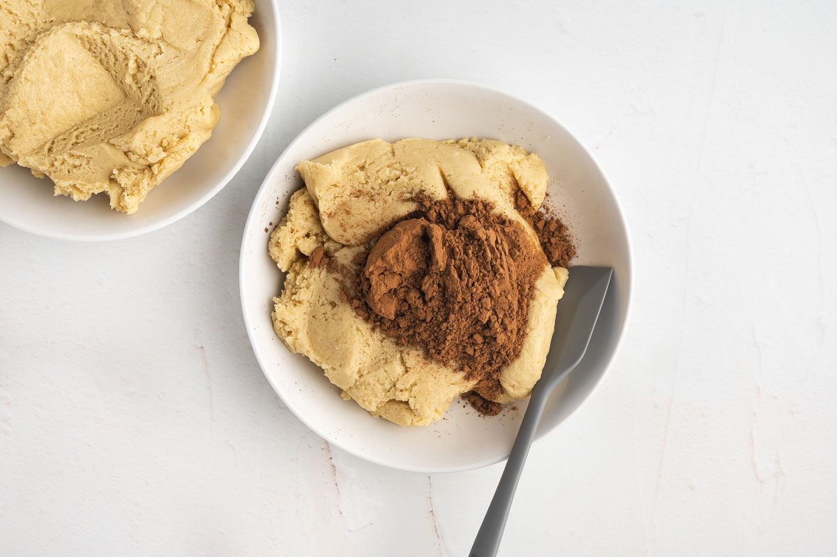 making chocolate Pinwheel Cookie dough