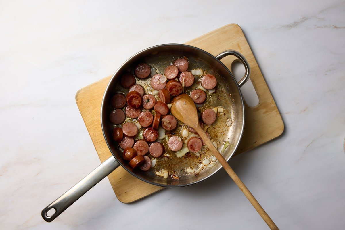 saute the sausage and onion