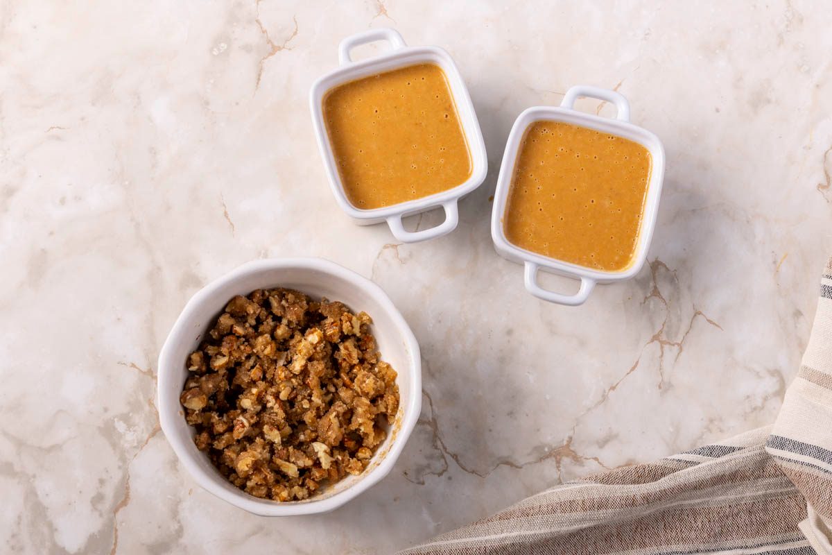 combine the brown sugar, pecans and butter. Sprinkle them over the custard fo Pumpkin Custard in process